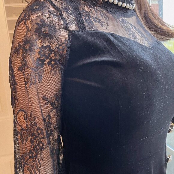 Midi Velvet Lace Sleeve Dress - Picture 4 of 4